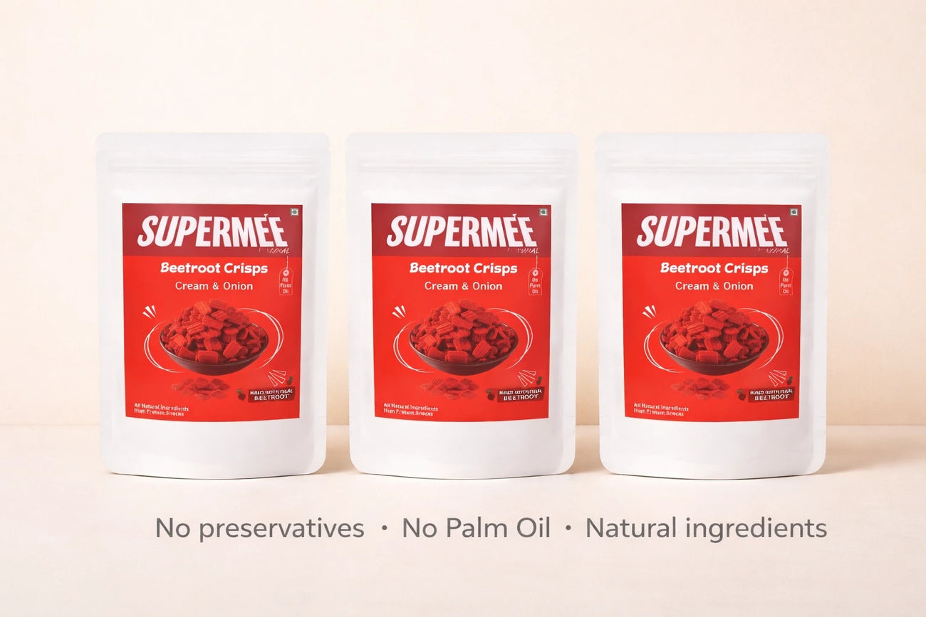 Supermee Natural Beetroot Crisps - Pack of 3